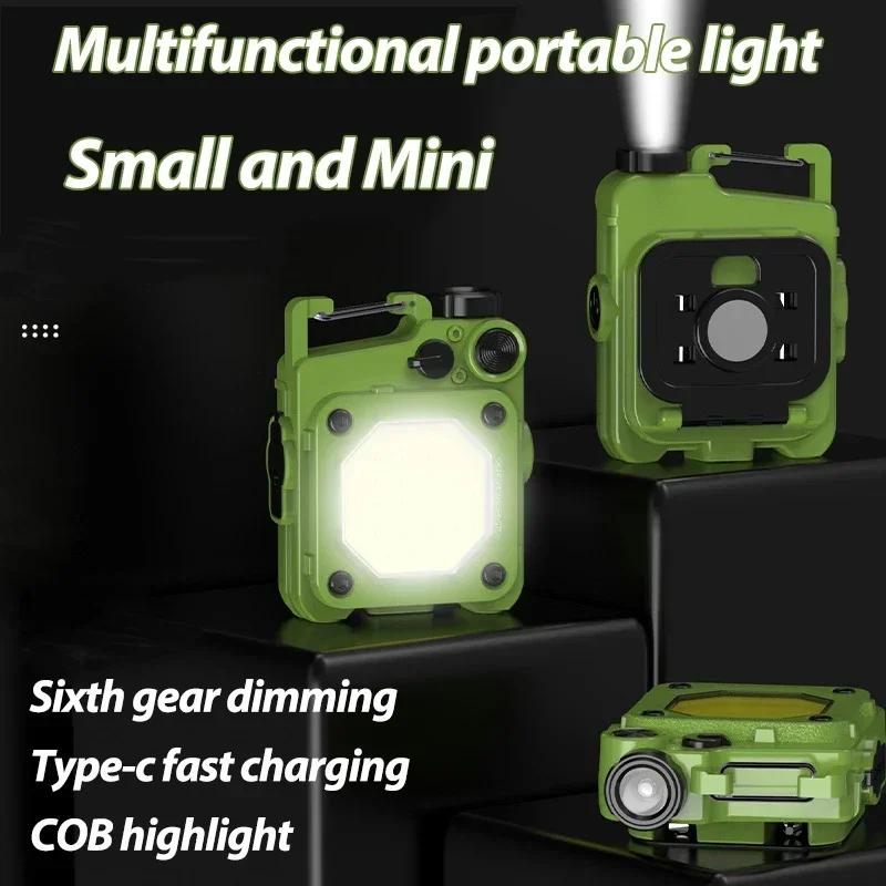 Mini LED Flashlight Super Bright Rechargeable Keychain Light Outdoor Emergency Camping Pocket Lamp With Tail Magnet Corkscrew