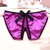 Women Sexy Open Crotch Panties High Quality Luxury Underwear Fashion Bow Silk Satin Underpants Comfortable Crotchless Briefs
