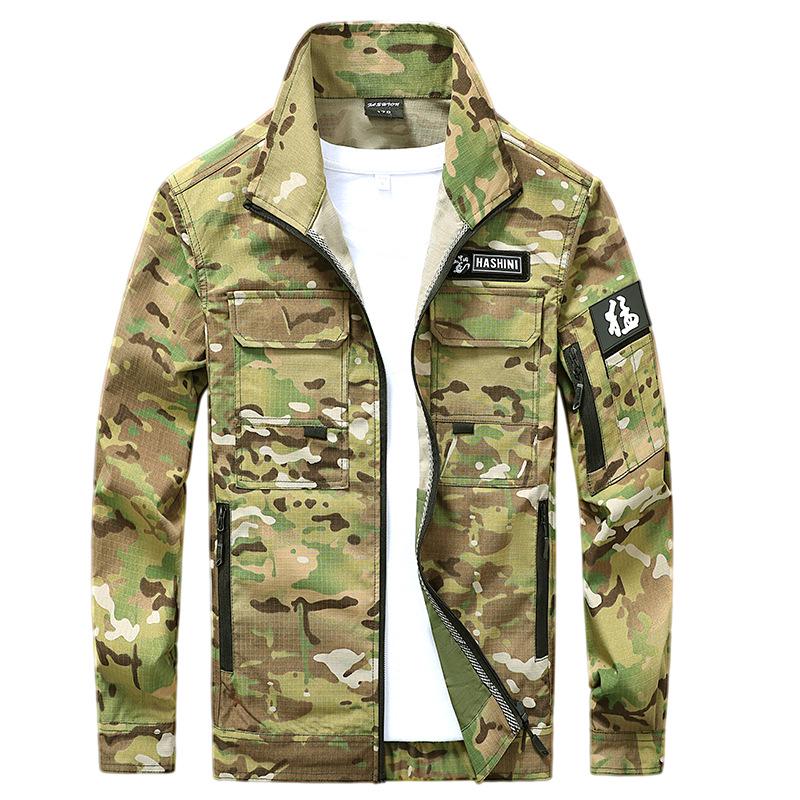 Men's Durable Camouflage Workwear Set: Wear-Resistant, Tear-Resistant, Dirt-Resistant Overalls for Outdoor, Auto Repair, and Labor Protection.