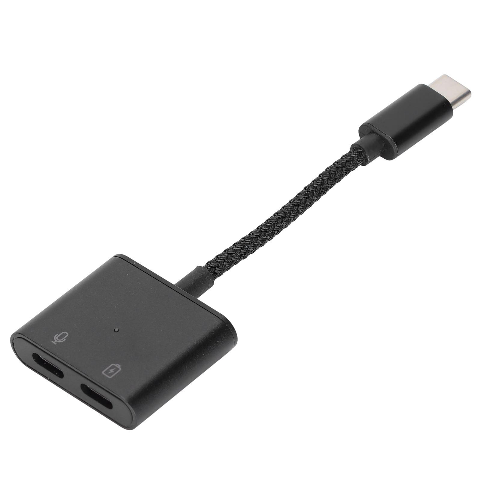 

Адаптер 2 в 1 Type C - Type C o Type C - AUX Jack с USB C PD 60 Вт для быстрой зарядки чёрный