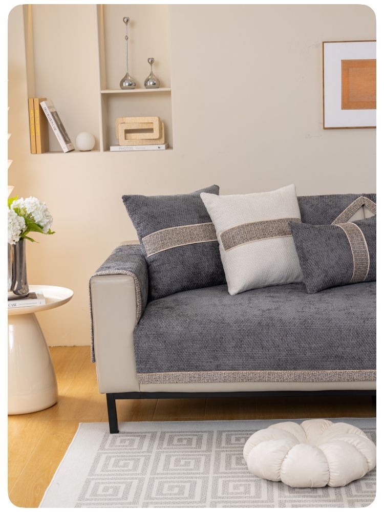 Luxe Bankkussen Anti-slip Meubel Stofbeschermer Doek Bank Handdoek Chenille Bankhoes voor Woonkamer Huisdecoratie 4 Seizoenen Universeel Zitkussen
