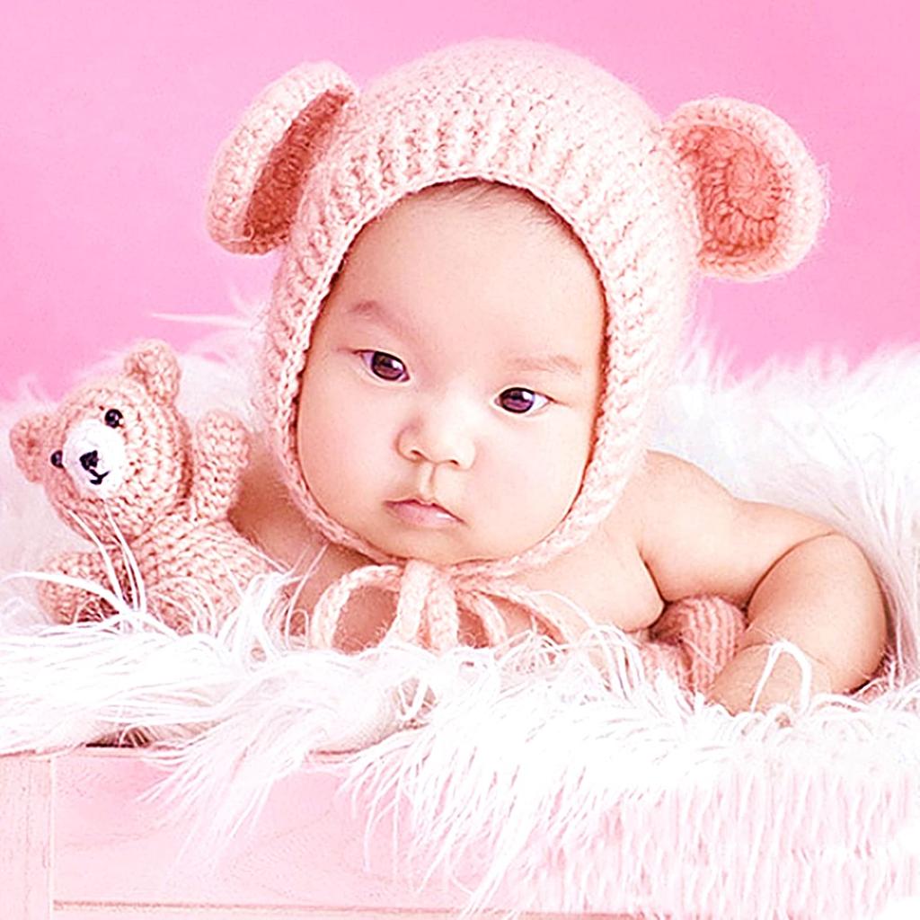 Baby Nyfødt Nyfødt Nyfødt Foto Sovende Kunst Kostyme Fotoshoot Strikket Lue Kosedyr Kigurumi Babyshower Første Barnebarn Sett [TradeWind]