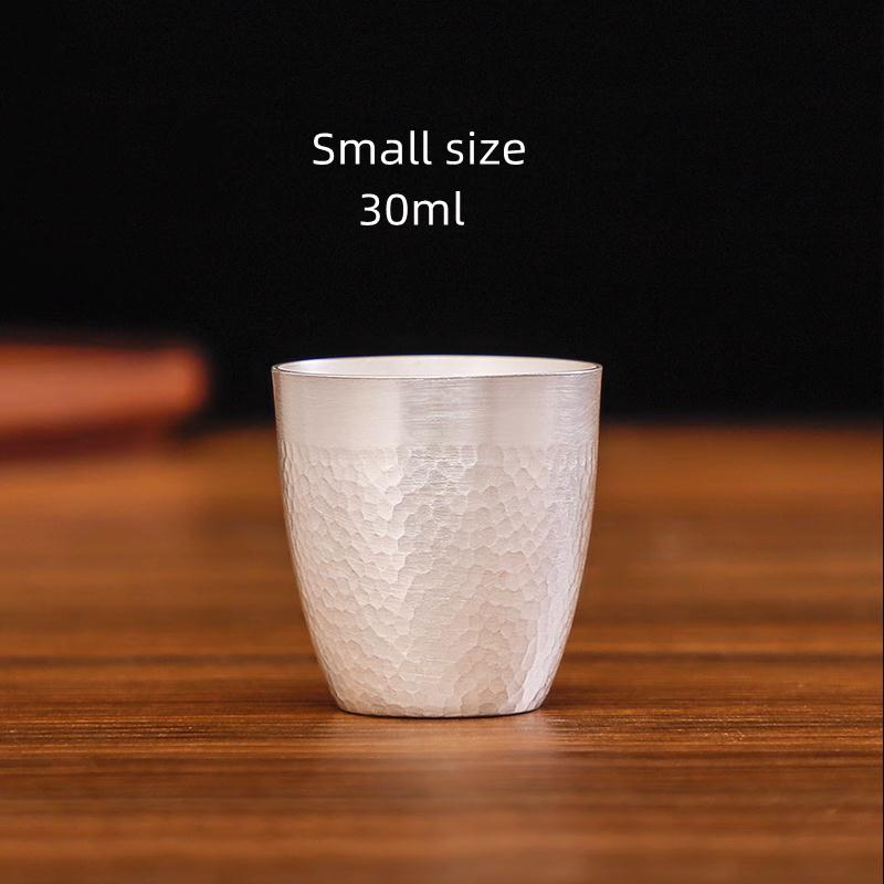 

Набор для вина из серебра 999 пробы, кованая вручную маленькая серебряная чарка 1, две чарки для байцзю, серебряные винные чарки, серебряные чарки для байцзю <200ml