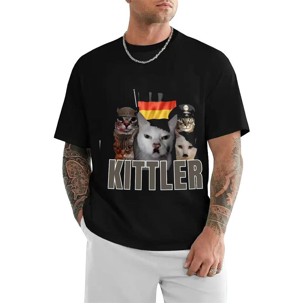 Kittler Zabawny Kot Zwierzęcy Mem Koszulka Wysoka Jakość Okrągły Dekolt Bawełniana Koszulka dla Mężczyzn i Kobiet Codzienna Moda Styl Humorystyczny Prezent