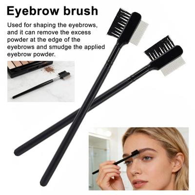 Double-head Eyebrow Brush with Steel Needle Comb Multi-purpose 2-In-1 Brow Styling Brush Portable Travel Women Makeup