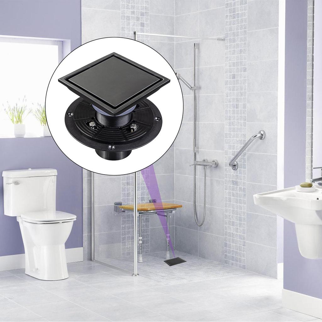 Upgrades 4inch Square Bathroom Drain Easy Maintenance Designs Modern Square Floor Drain Odor Proof Drain for Bathroom