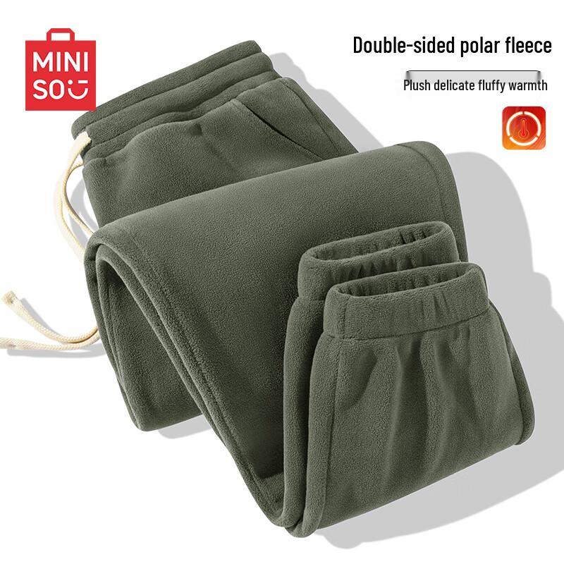

MINISO Men s Thickened Fleece-Lined Winter Casual Sweatpants XL