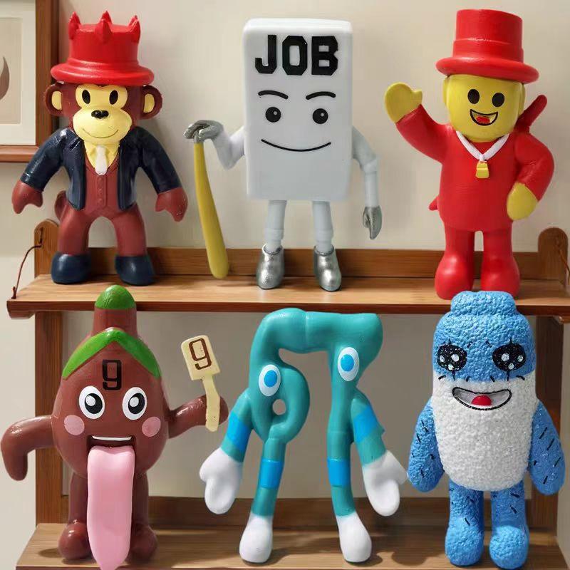 6pcs/set Steal A Brainrot Blue No. 67 Toy Cute House Dolls Game Surrounding Blue No. 67 Toys for Kids Christmas New Year Gifts