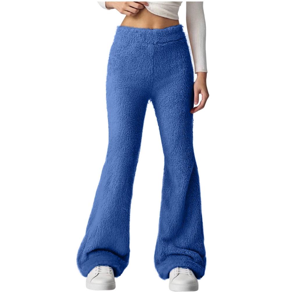 2025 Women's Wide-Leg Warm Plush Elastic Waist Pants