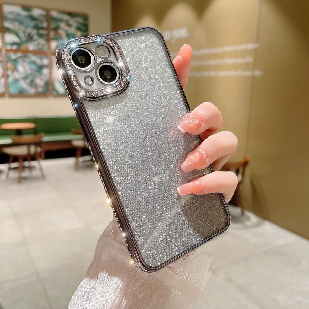 Anwendbar auf IPhone16proMax Blitzpulver Farbverlauf Handyhülle Strassstein Apple 14 Göttinnenmodell 15 Sturzsichere Schutzhülle