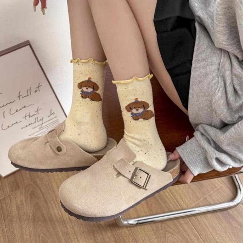 Women's Pile Socks Cute Socks for Women Spring and Autumn Mid-tube Socks Pure Cotton  Ruffled Long Socks