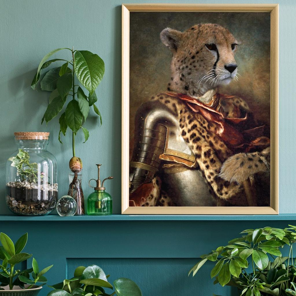 Renaissance Animal Painting Lion Flamingo Tiger Rabbit Victorian Animal Portrait Wall Art Funny Picture Canvas Poster Home Decor