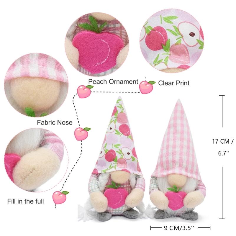 Peachs/Check Shaped Gnome Doll Lovely Holiday Decorations Festival Faceless Dwarfs Figurinees Rudolphs Ornament for Kids