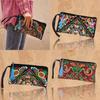 Ethnic Embroidered Long Wallet With Tassel Polyester Fabric Retro Style