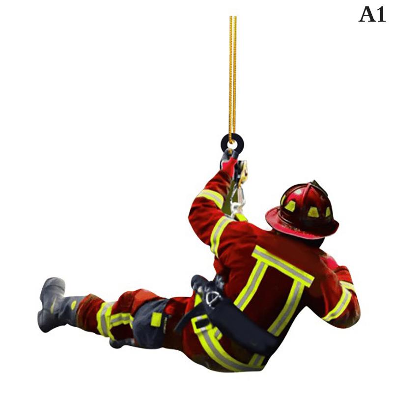 2D Christmas Firefighter Pendant Christmas Pendant Dwarf Car Pendant Statue Craft Party Accessories Decoration new year 2025