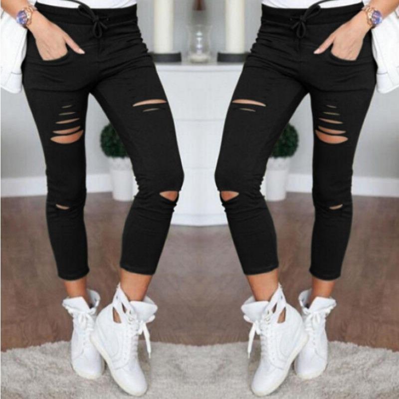 Casual Pants Pencil Pants Hole Breaking Women's Bottom Pants