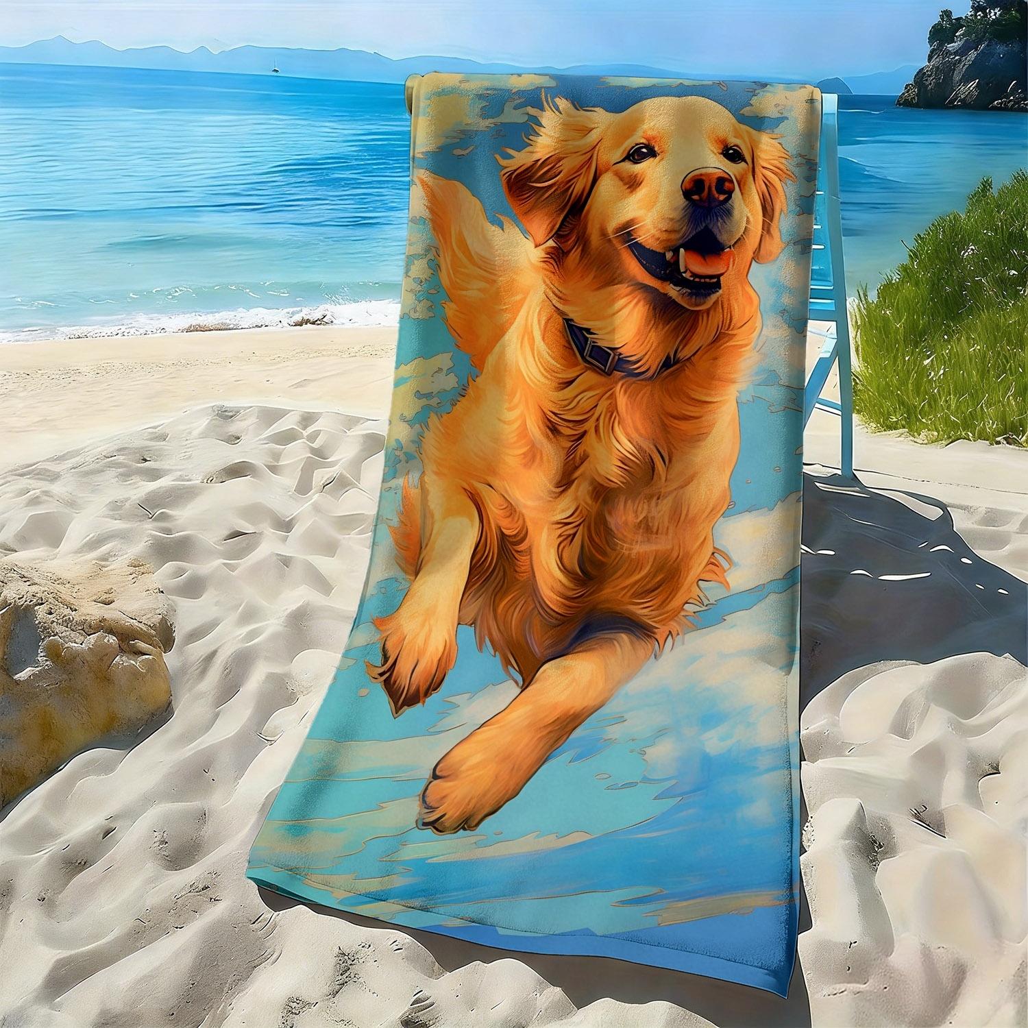 

Golden retriever swimming pattern polyester microfiber beach towel is highly absorbent, suitable for swimming and beach outings W40*H60(CM)