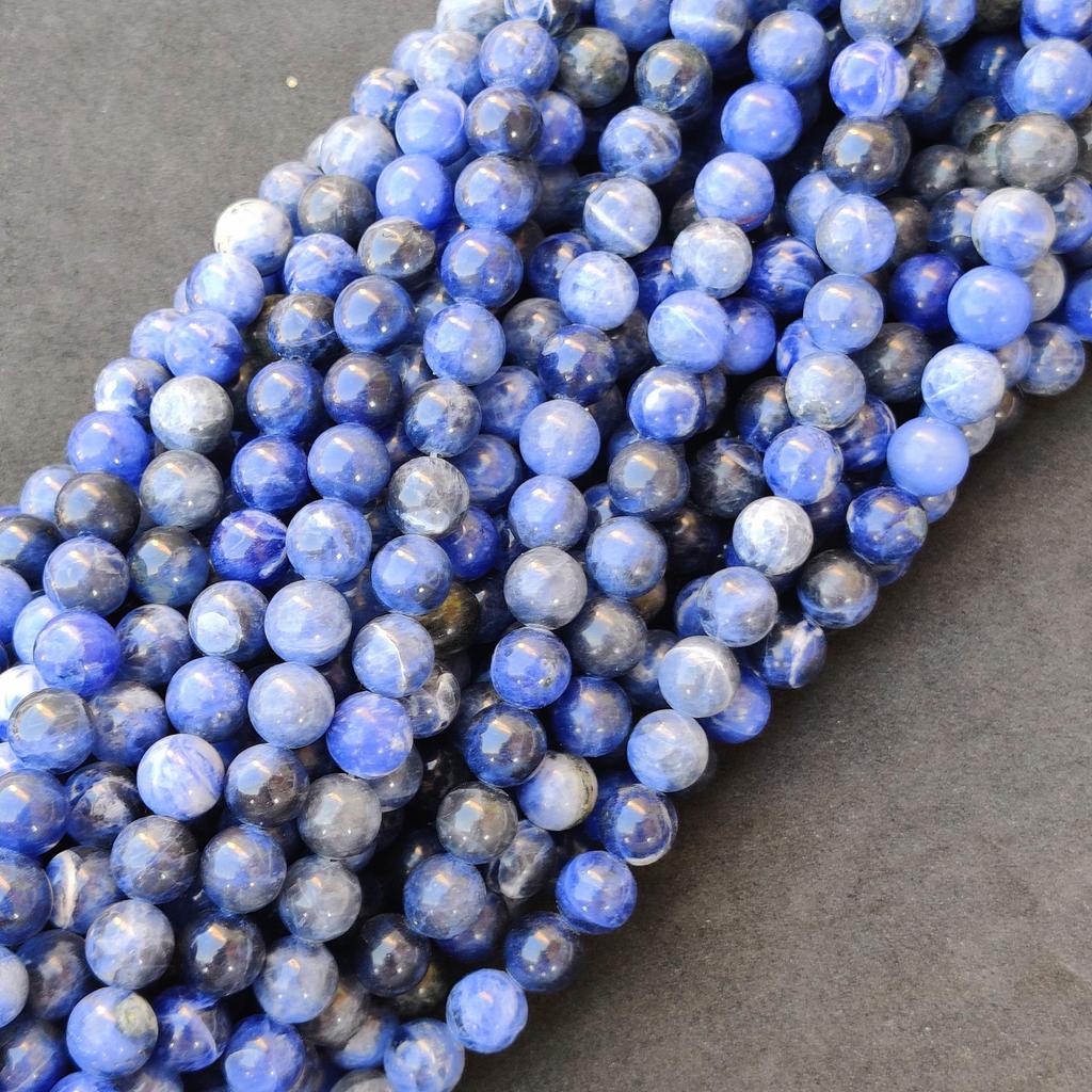 Přírodní sodalitové korálky, kvalitní hladké kulaté korálky, 6 mm, 8 mm, velikost kamene 10 mm, korálky z drahokamů 14-15 palců.