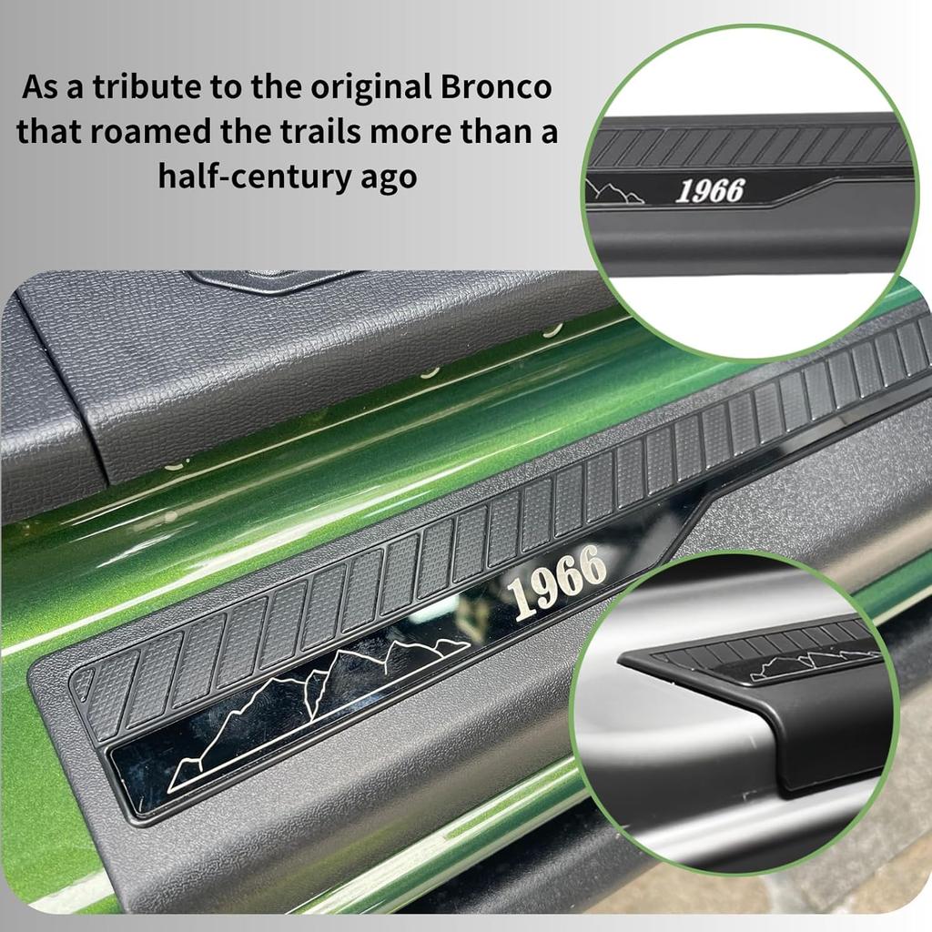Door Sill Guard Protector for Ford Bronco 2026 2025- Accessories 4 Door, Door Edge Guards with 1966 Pattern Paying Tribute 60th
