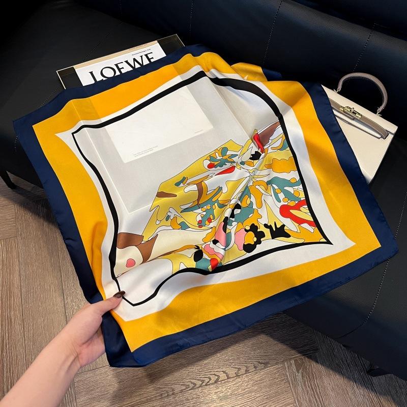 New silk scarf women's fashion versatile high-end small square scarf Korean version neck protection scarf spring and autumn retro scarf binding bag