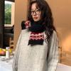 Plush Jacquard Knitted Scarf Wool Fair Isle Style Shawl Classic Winter Cashmere Scarves Girl