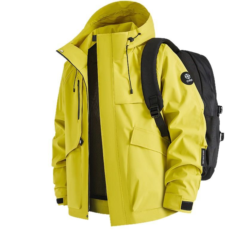 Spring and Autumn New Men's and Women's Outdoor Shock Clothes Windproof Waterproof Mountaineering Suit Hooded Pure Color Couple Jacket Jacket