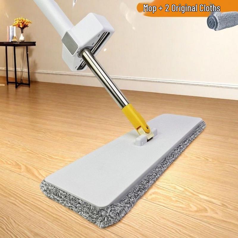 Large Absorbent Hands-Free Flat Mop: Easy One-Drag Cleaning, New Model with Thickened Head for Household Use