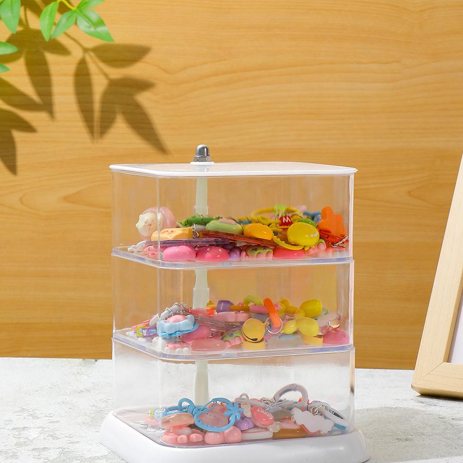 Korean Transparent Rotating Jewelry Storage Box for Hair Accessories, Earrings, Watches, and More