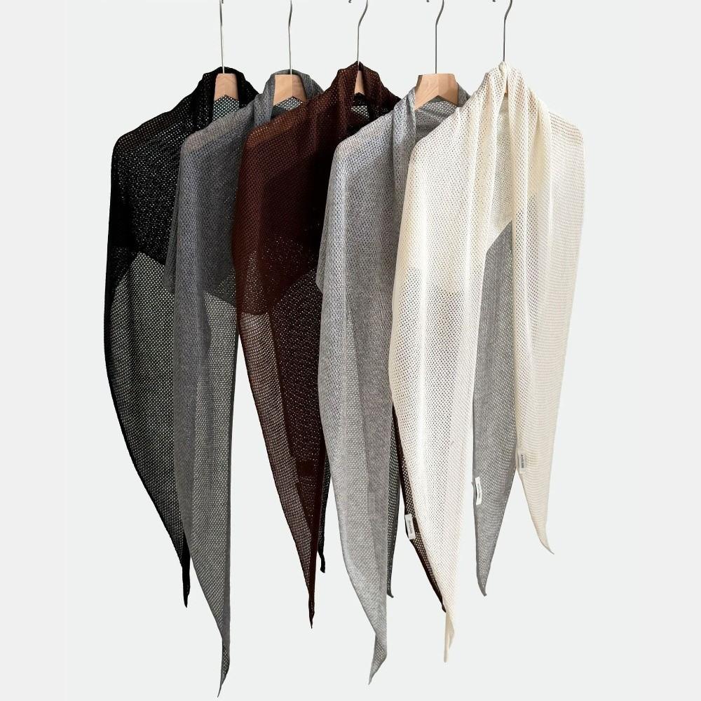 Solid Color Mesh Shawl 190×60cm Air-Conditioning Shawl  Spring Summer for Women