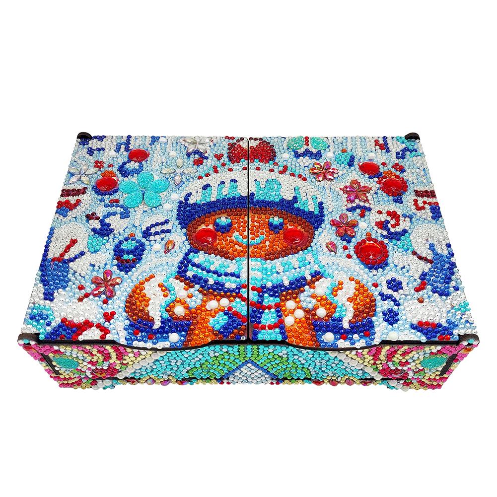 Diamond Painting Holzaufbewahrungsbox DIY 5D Bastel Schmuckschatulle für Armbänder Halsketten Ohrringe