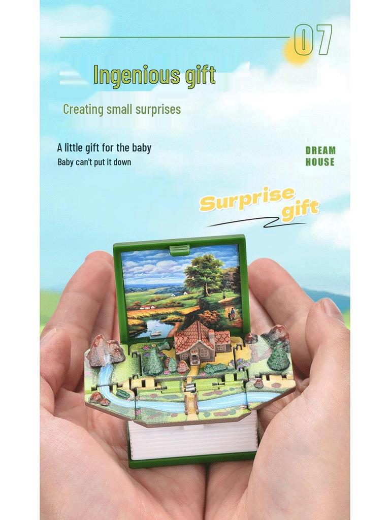 Brelok 3D Pop-up Drewniana Chata: Kreatywna składana książeczka dla dzieci