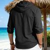 Men's Casual Hooded Long Sleeve Shirt Button Down Lightweight Breathable Loose Fit Oversized Cotton Shirt for Outdoor Sports