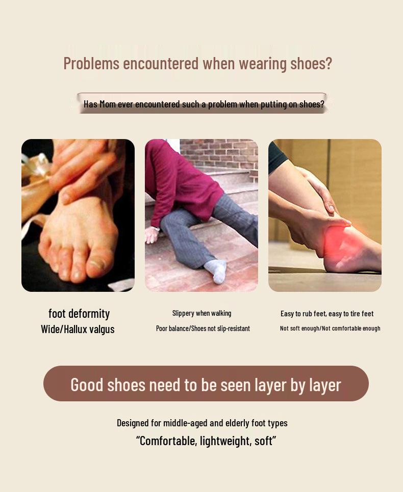 Retro Rutschfeste Atmungsaktive Slipper aus Leder für Mittelalte und Ältere Frauen