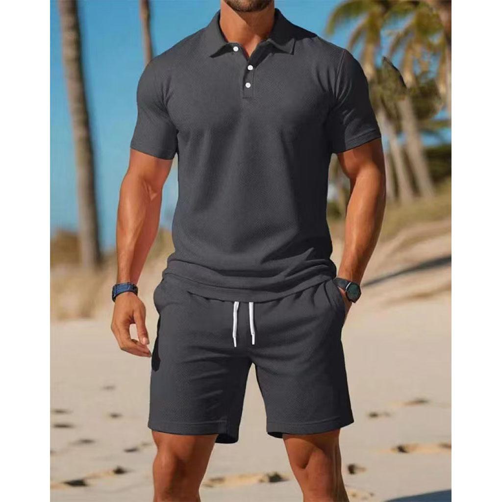 Herren Sommer Lässig Sportlich Vielseitig Slim Kurzarm Modischer Shorts Anzug