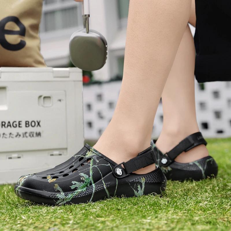 Odor-Resistant Men's Garden Clogs Heavy Duty EVA Sandals Non-Slip for Lawn Work Fishing Waterproof Easy Clean Male Slippers