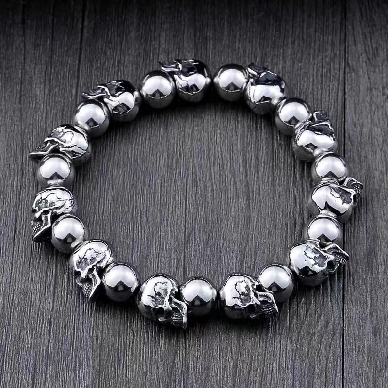 Gothic Silver Skull Chain Bracelet for Men Rock Party Jewelry Biker Bracelet Gift