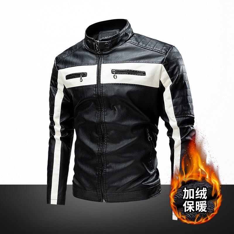 

Новая мужская лоскутная модная кожаная куртка куртка новая мотоциклетная кожаная куртка большой размер мужская одежда 5XL