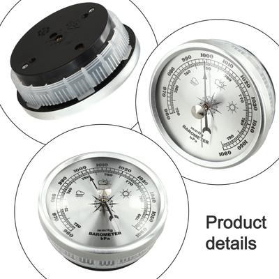 Metal Frame Barometer for Indoor Use Featuring Mechanical Pressure Gauge To Predict Weather Changes and Enhance Home Decor