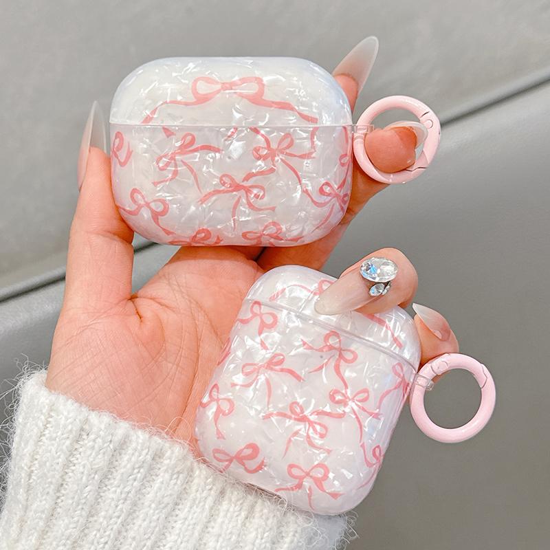 For Airpods 4 3 2 1 Case Cute Glitter Bow knot butterfly Shell pattern Crystal Soft Clear Earphone Cover For Airpods Pro 2 3 Protective
