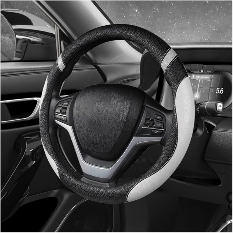 Car Steering Wheel Cover, 15 Inch Premium Leather Breathable Non-Slip Wheels Wrap, Universal Auto Comfortable Steering Wheel Protector For SUV Truck