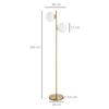 Living Room Floor Lamp with 2-Piece Glass Lampshade, Floor Lamp Standing Lamp with 2 E27 Sockets for Living Room Bedroom, Excl. Light Bulb