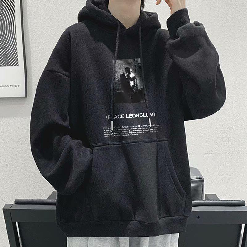 Guochao Men's Oversized Heavyweight Fleece-Lined Hoodie, Plus Size, American Style, Autumn/Winter 2022 Edition.