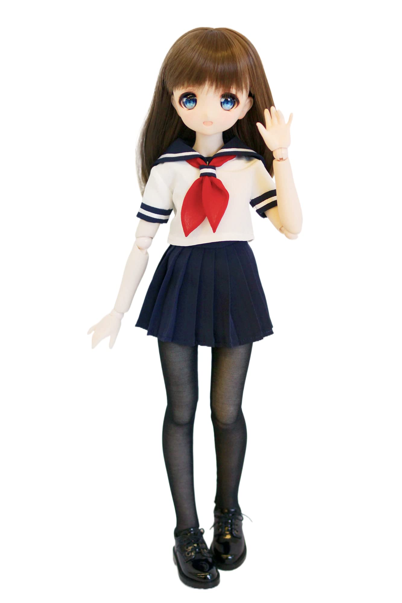 

Масштаб MDD Совместимая Милая Школьница Матросская Форма Короткий Рукав Белая с Темно-синей Юбкой Летний Наряд Аккуратная Плиссированная Юбка Совместима с 40см BJD