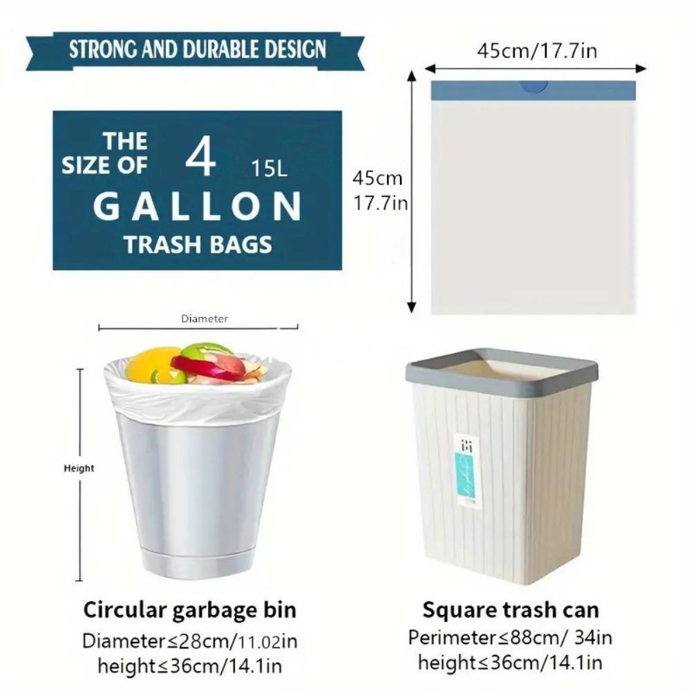 4-Gallon Thickened Drawstring Trash Bags, Portable for Home Kitchen/Dorm, Strong Household Garbage Bags RQSL-WM-0063-51