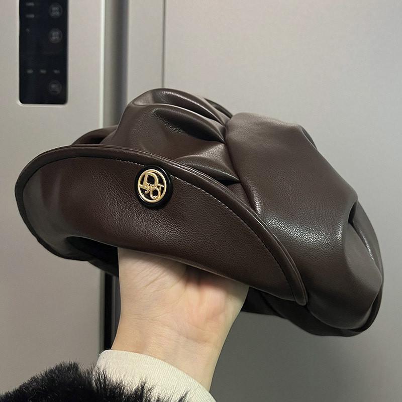 Pu Trendy Leather Beret For Women Vintage Style Sun Protection Cap Painter