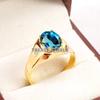 Anello da Uomo in Argento Sterling 925 Placcato Oro con Topazio Blu Londra Ovale #B231 JL375675983952