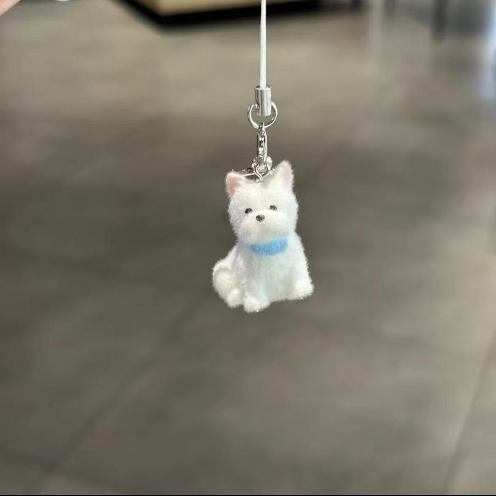 Cute Sweet Plush Cartoon Dog Keychain Pendant for Women Girls Fashion Animal Mobile Phone Backpack Accessories Friendship Gift