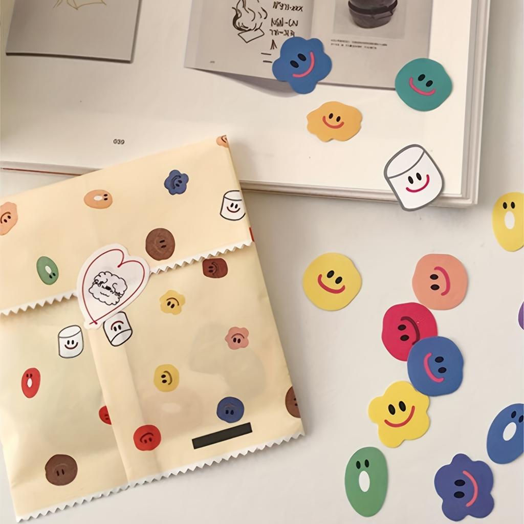 110pcs/1pack Cartoon Multicolor Self-adhesive Glitter Paper Stickers, Handheld DIY Decorative Material Stickers,Sealing Stickers