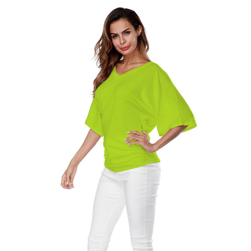 Plus Size Women's V-Neck Batwing Sleeve T-Shirt - A1375