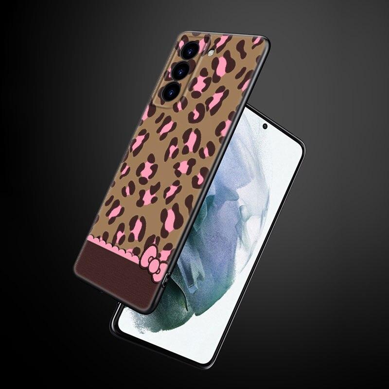 Custodia per telefono con stampa Leopard Love per Samsung Galaxy S22 Pro S21 S20 Ultra FE S10 Lite 5G S10E S9 S8 Plus Cover nera in TPU morbido